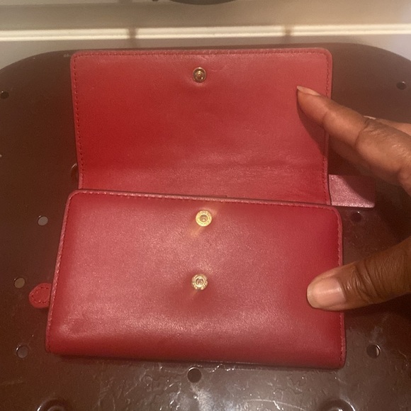 COACH. Red Leather Wallet with Gold Hardware - Picture 10 of 16